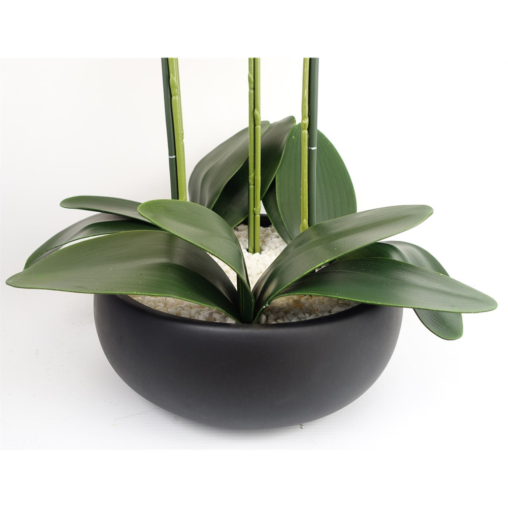 60cm Orchid Artificial White - Black Ceramic Planter