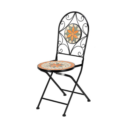 Artisasset Ceramic Inlaid Maple Leaf Shape Mosaic Table And Chair Set - 2 Chair （only chair）