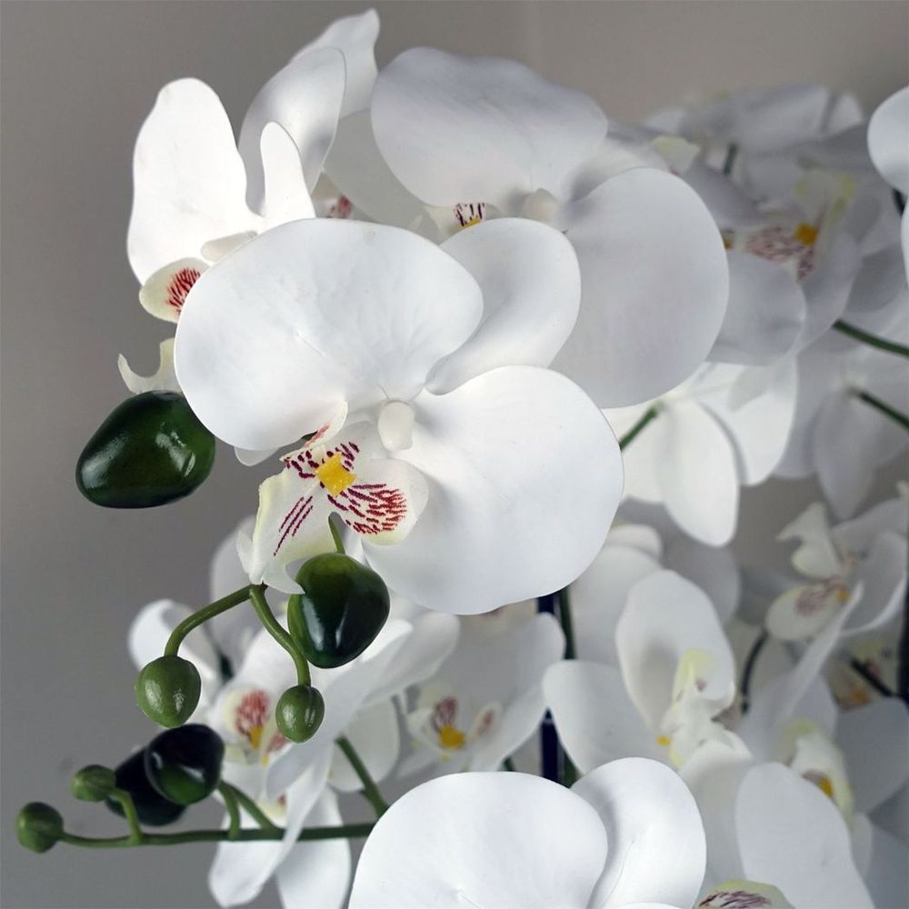 60cm Orchid Artificial White - Black Ceramic Planter