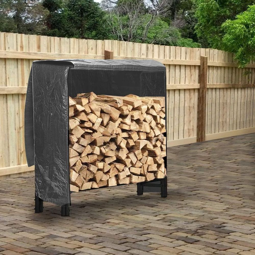 Neo 120cm Outdoor Metal Log Holder Storage Rack with Cover