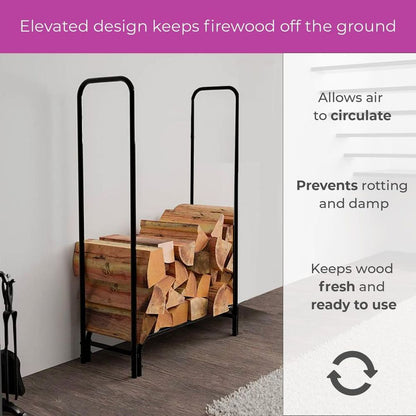 Neo 120cm Outdoor Metal Log Holder Storage Rack with Cover