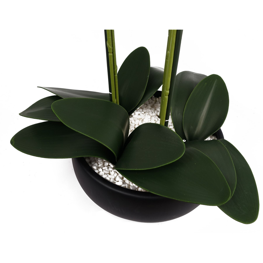 60cm Orchid Artificial White - Black Ceramic Planter