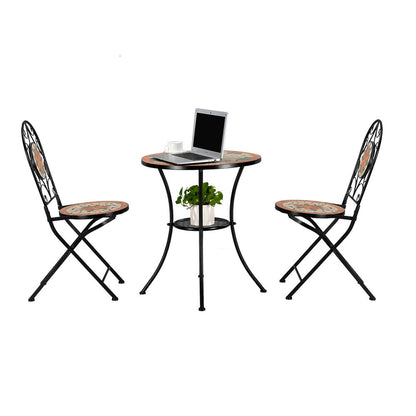 Artisasset Ceramic Inlaid Maple Leaf Shape Mosaic Table And Chair Set - 2 Chair （only chair）