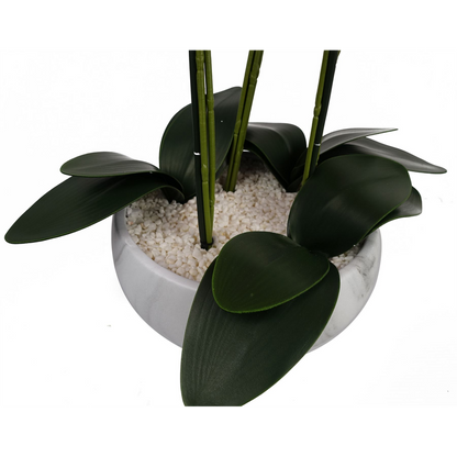 60cm Orchid Artificial White Marble Effect Ceramic Planter