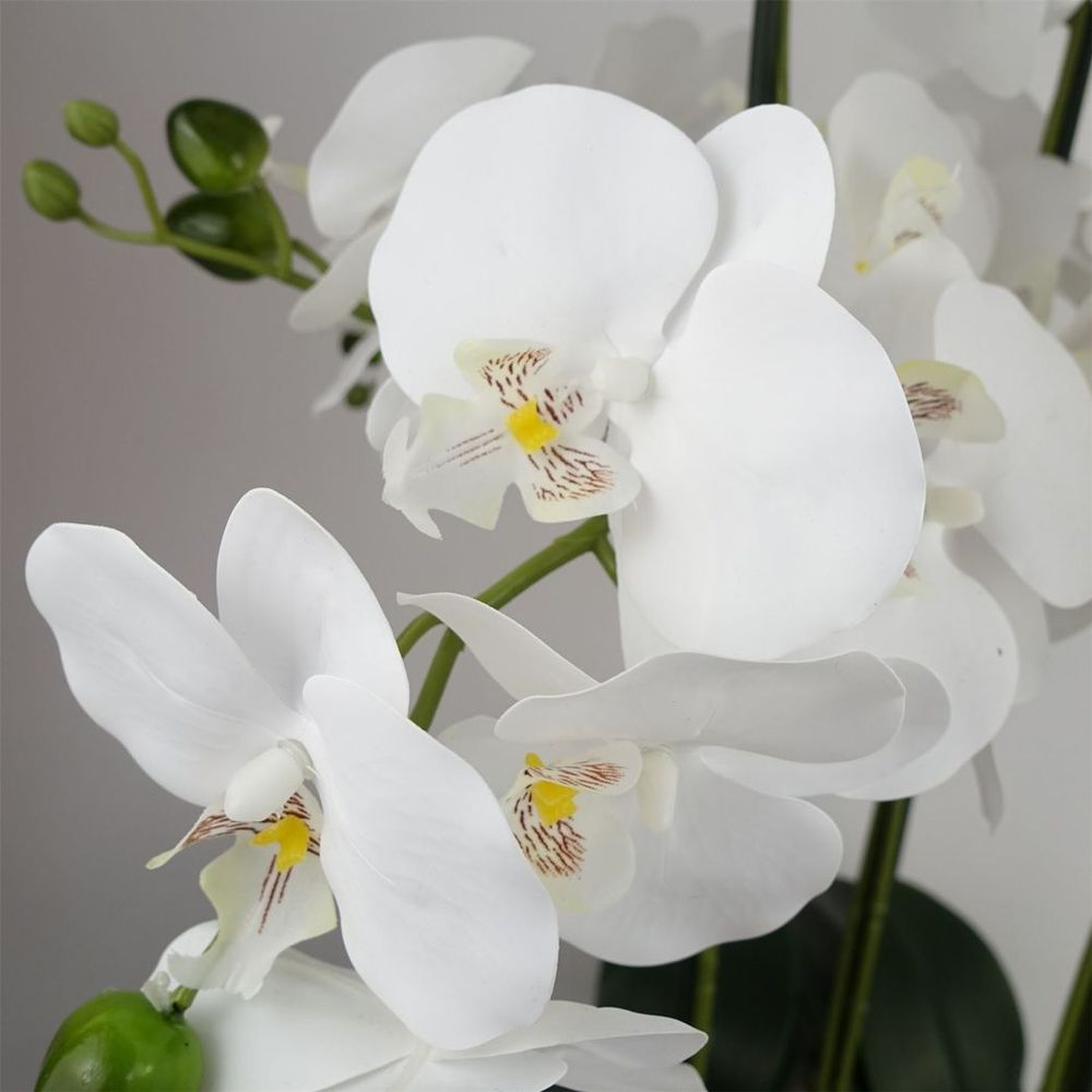 60cm Orchid Artificial White Marble Effect Ceramic Planter