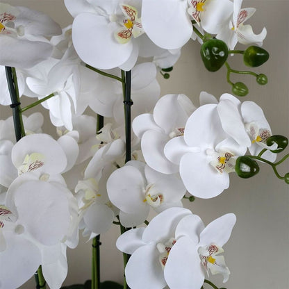 60cm Orchid Artificial White - Black Ceramic Planter