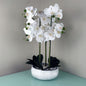 60cm Orchid Artificial White Marble Effect Ceramic Planter