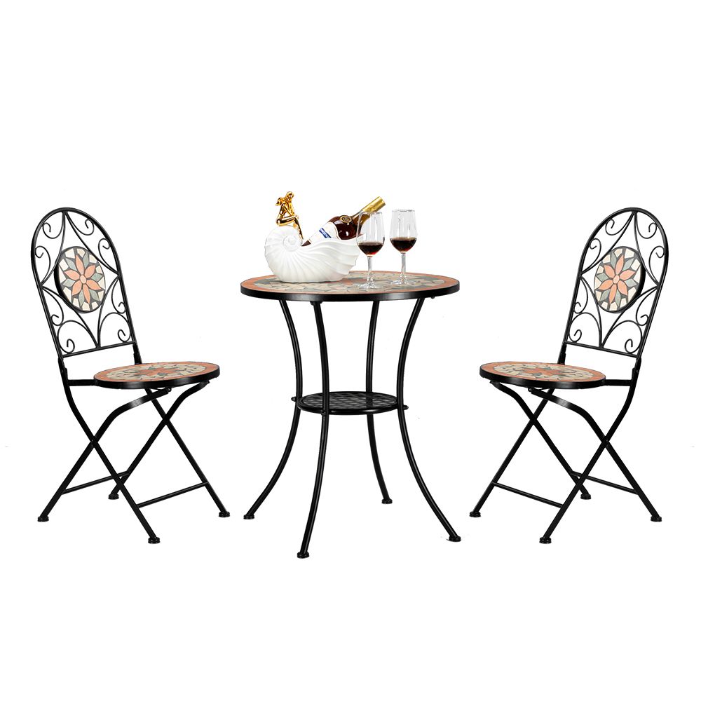 Artisasset Ceramic Inlaid Maple Leaf Shape Mosaic Table And Chair Set - 2 Chair （only chair）