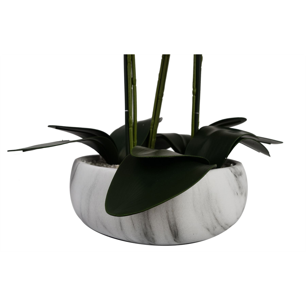 60cm Orchid Artificial White Marble Effect Ceramic Planter